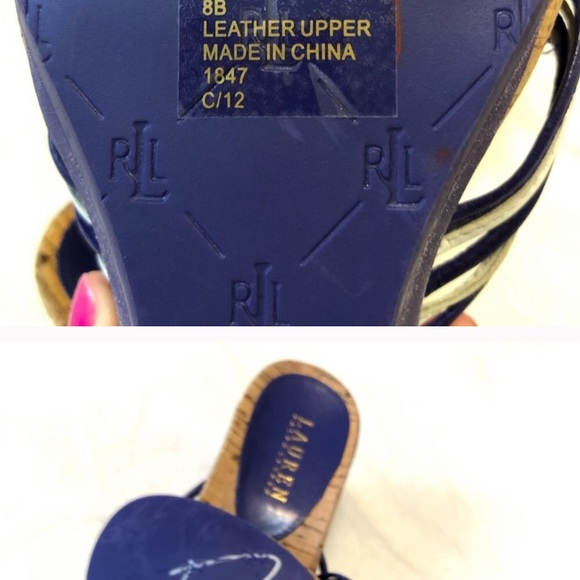 RALPH LAUREN RAVEN LEATHER CORK WEDGE - Picture 4 of 8